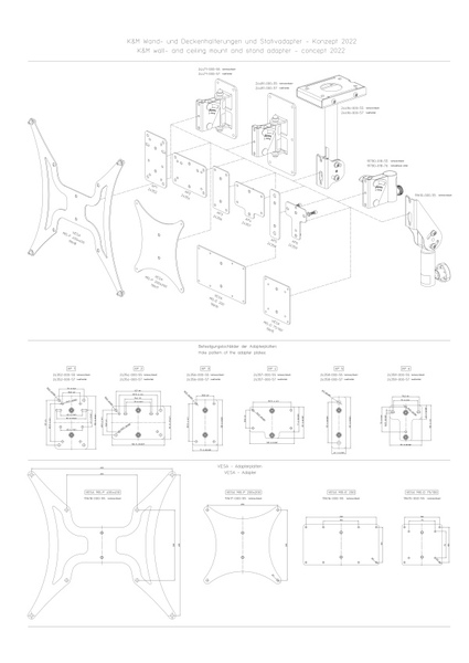 ADAPTER PLATE VESA MIS-F 400X400, FOR WALL AND CEILING MOUNTS